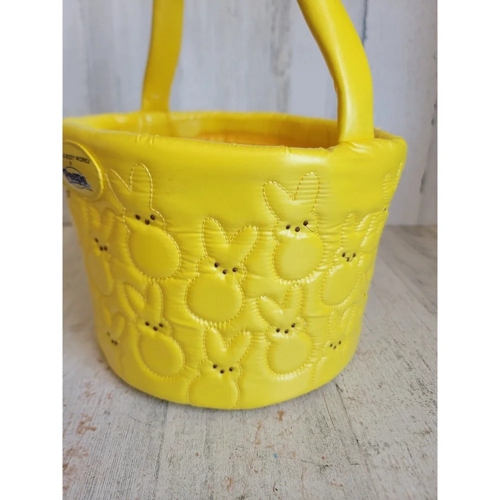 Bath body works peeps NEW quilted fabric Easter basket yellow bunny home